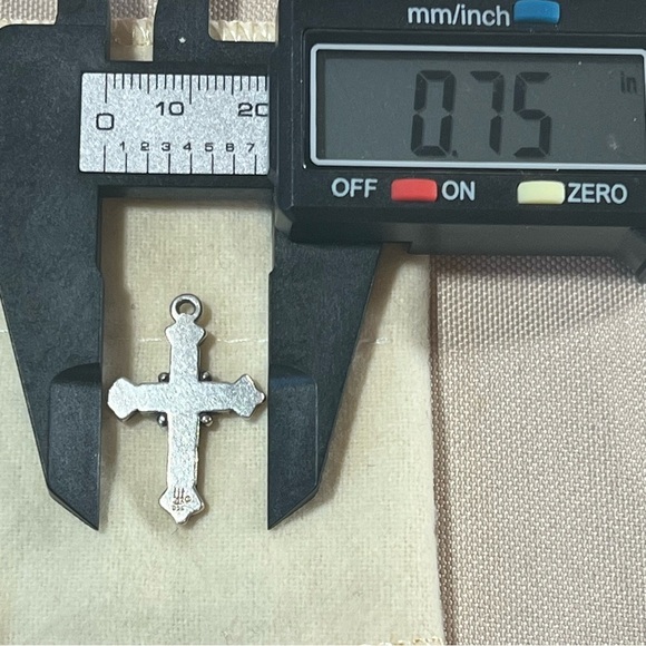 James Avery Retired Green Stone Mosaic Tile Enamel 925 Sterling Silver Cross - Picture 5 of 12